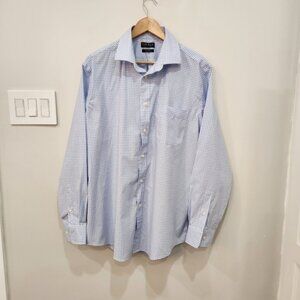 VTG Lauren Ralph Lauren Dress Shirt Mens Size 17 XL Blue Gingham Checks Stretch